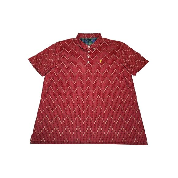 William Murray Polo Shirt Beer Glasses Pattern Men's XXL Red Golf Performance - Picture 3 of 11